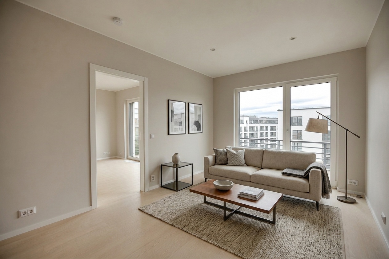 After: Living room virtually staged